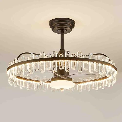 Genérico Ventilador de Techo silencioso LED con iluminación, con Control Remoto y aplicación Lámpara Regulable,Negro,70cm