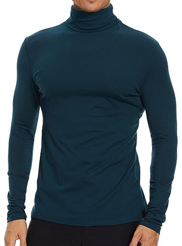 SIMIYA Herren Rollkragen Basic Männer Langarmshirt: Slim Fit Innenfleece Thermounterwäsche Oberteil Langarm Elastisch Rollkragenshirt Angenehm und Atmungsaktiv(Marineblau,M)