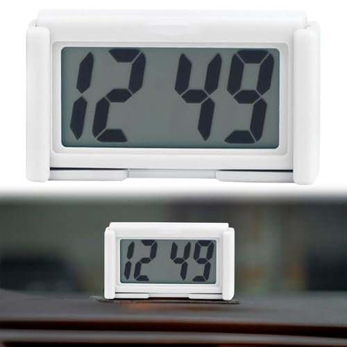 Mini Auto Uhr, Fahrzeug Elektronische Digitaluhr, LCD Digital Clock, Auto Elektronische Uhr, Mini-Digitaluhr, Für Auto Armaturenbrett,Schreibtisch,Tisch,Badezimmer, Weiß
