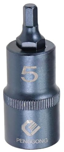Juttzzei 1/2 Drive x H5 (5mm) Hex Bit Socket, 5mm Allen Key Square Socket, Premium S2 Steel H5 Hex Bit with 2 Length for Torque Wrench, Ratchet Wrench