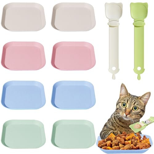 DKDDSSS 10 Piezas Plato para Gatos Poco Profundo, Cuencos para Gatos, Cuencos de Comida para Gatos, Plato Ancho para Gatos para Gatitos y Gatos de Patas Cortas