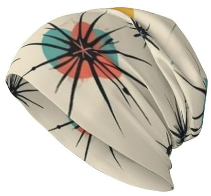 Slouchy Beanie Mütze für Herren Damen Strickmütze Totenkopf Atomic Stars Retro Muster Beanies Cap Hip Hop Pullover Mütze Schwarz, Schwarz, Einheitsgr��e