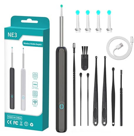IndoTeam Ear Wax Removal Tool – Ear Cleaner with Camera 1296p FHD Camera Display – Ear Wax Removal Kit with 8pcs Ear Spoon - Earwax Removal Kit for Ear Cleaning - Ear Cleaner with Camera Ear Scope