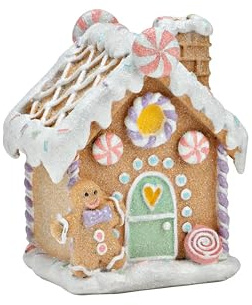 Generisch Figur Lebkuchenhaus Haus aus Lebkuchen 14 cm hoch Deko Weihnachtsdeko Weihnachten Dekoration Pastell