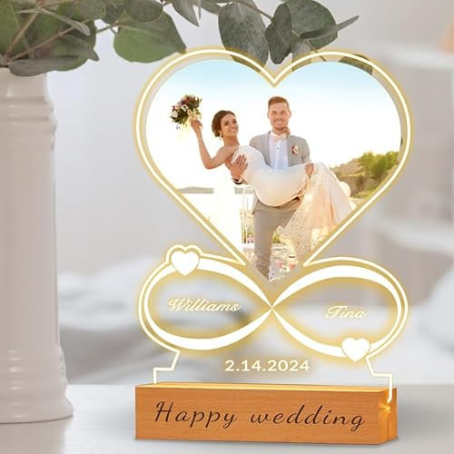 Cadeau Personnalisé Couple - Cadre Photo en Verre - Cadeau de Saint Valentin pour Femme Homme Copine Copain-Idées Cadeaux pour ST Valentin Anniversaire