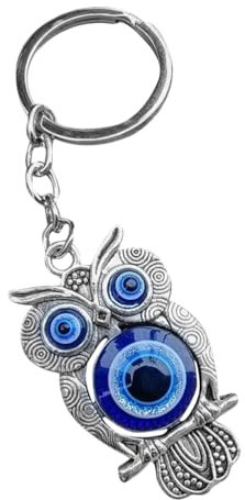 VOSAREA Eulen Schlüsselanhänger Mit Bösem Blick Dekorativer Anhänger Aus Metall Hängendes Eulen Ornament Für Tasche Und Schlüssel Kreativer Schlüsselring Für Auto Und Dekoration