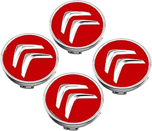 4 Pièces 60mm Alliage Auto Cache Moyeux Capuchons pour Citroen Xsara C3 C4 C5 C6 DS DS3 DS4 DS5 DS6, Antirouille Jante Centre Badge D'emblème Accessoires,Red