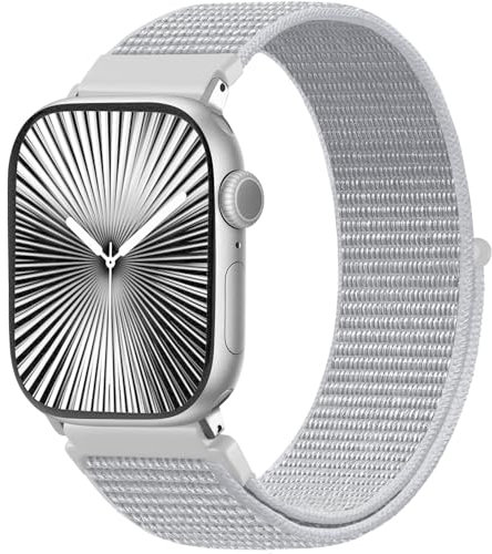 Ynitec Sport Loop Armbänder Kompatibel mit Apple Watch Armband 38mm 40mm 41mm 42mm für Damen, Einstellbar Weich Nylon Ersatzarmband für iWatch Band Series 10 9 SE 8 7 6 5 4 3 2 1, Hell Grau