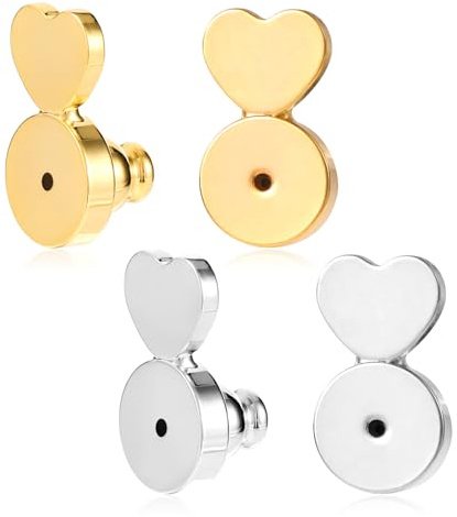 4 Piezas de Soportes para Pendientes, Soportes para Pendientes en Forma de Corazón Soportes para Pendientes Planos para Orejas Caídas para Pendientes Grandes y Pesados