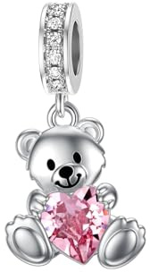 enjoylifecreative Damen Teddybär Kristall Charm für Armband 925er Sterling Silber Bär Anhänger Geburtstag Weihnachten Schmuck Geschenke für Mutter Tochter Ehefrau
