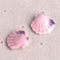 Lot de 5 Perles Fantaisie en Porcelaine émaillée en céramique flammée en Forme de Coquille Saint Jacques 30 x 28 mm - Rose
