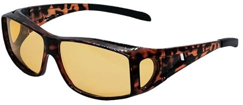 Nlieanuc Lunettes Conduite de Nuit Polarisées - Surlunettes de Soleil Verre Jaune Anti-éblouissement Lunette Vision Nocturne pour Homme Femme (Écaille Jaune)