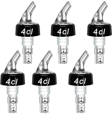 Zyluniy Bouchon Doseur Alcool 4cl, 6pcs Bec Verseur Réglable pour Bouteille de Whisky, Ricard & Cocktails, Doseur Liquide Précis