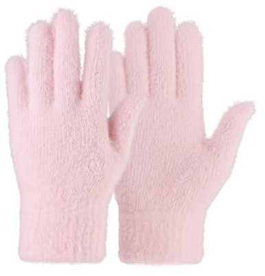 LuckyOpt Gants pour femme, gants d'hiver en laine artificielle, gants d'hiver élastiques, adaptés aux temps froids
