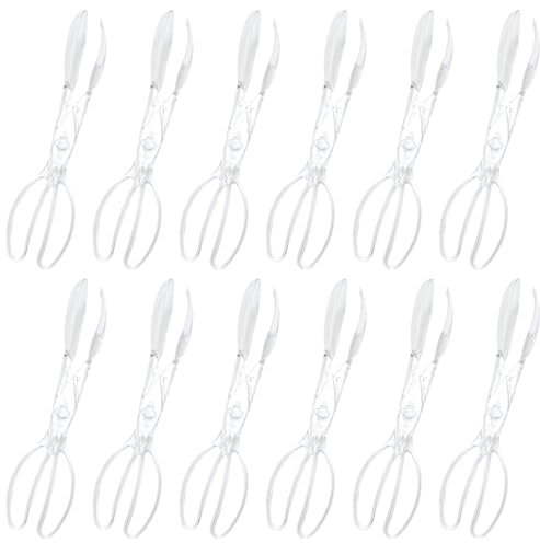 yeeplant 12 pinze da insalata in plastica trasparente, design confortevole a forbice, perfette per feste e buffet