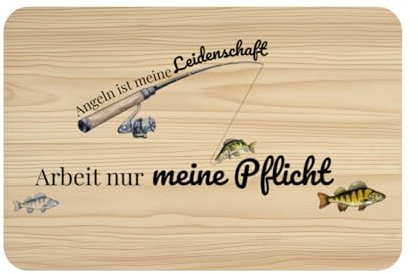 Snyvpra Geschenke Für Angler Männer, Personalisiertes Mit Anglermotiv Holz Frühstücksbrett 22X14cm, Ideal Für Männer Angler Spezial Geschenk