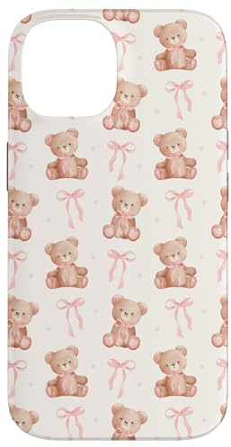 Cute Teddy Bear Coquette Pink Bow Kawaii Girly Aesthetic Case for iPhone 14