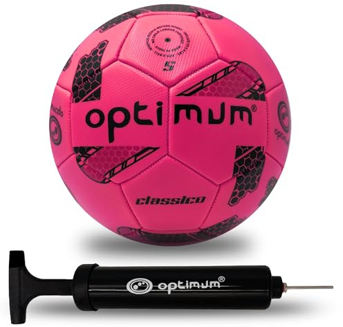 OPTIMUM CLASSICO Ballon de football fluo avec pompe Rose Taille 4