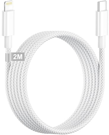 iPhone Ladekabel, 2M Lightning Kabel USB C [MFi-Zertifiziertes] Ladekabel | iPhone Schnellladekabel Nylon USB C Lightning Kabel Apple ladekabel für iPhone 14/13/12/11/XS/XR/X/Pro Max/Mini/8/7/6S/6 Plus