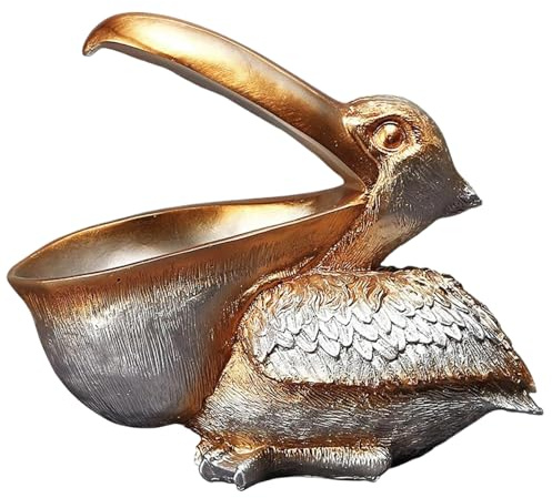 Otbushit Key Bowl for Entryway Table, Resin Pelican Statue Big Mouth Unique Candy Dish, Fun Decorative Catch All Bowl for Home Decor