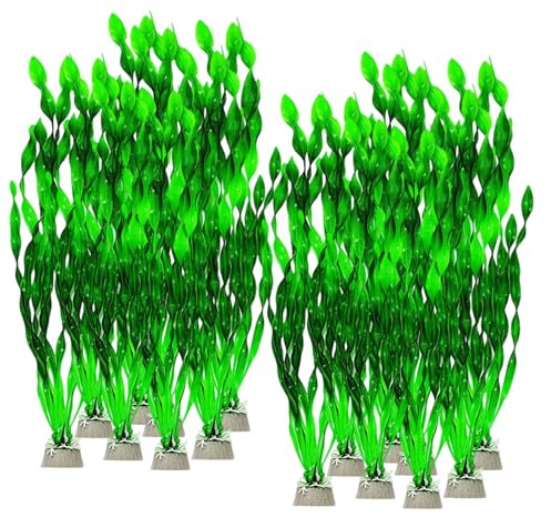 RFYTDCF 16 pezzi decorazione piante acquarie, decorazione artificiale per acquario, piante acquarie, piante acquatiche verdi, serbatoio di pesce, decorazione per pesci tartaruga marina