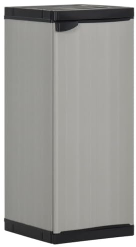 XHNIFBN Armoire de Rangement de Jardin en Plastique PVC, Meuble de Rangement Extérieur Compact pour Terrasse et Balcon, 1 Porte et 1 Étagère, 35 x 40 x 85 cm, Gris et Noir