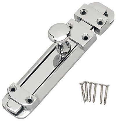 6 Polished CHROME Flat Slide Door Bolt 150mm with Keep and screws