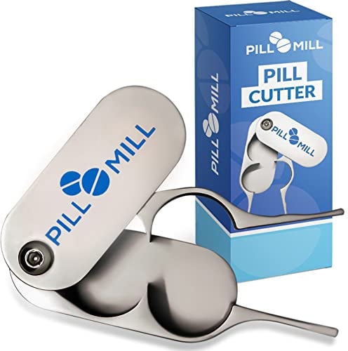 Coupe-comprimé Pill Mill - Des lames en métal qui ne s’émousseront jamais - La poignée permet de couper facilement les petites ou les grandes pilules – Coupe-médicament léger et durable