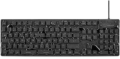 Renkforce RF-3561816 USB Tastatur Deutsch, QWERTZ Schwarz Silikonmembran vollversiegelt IP68