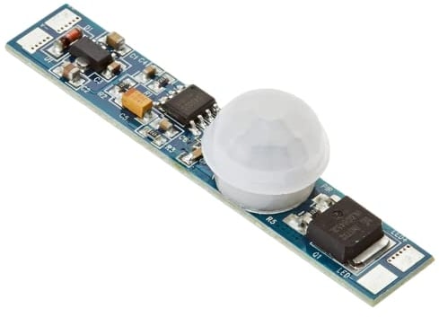 Jandei - Interruttore con sensore di movimento PIR su PCB per striscia LED ed elettronica, funzionamento a 12 V e 24 V DC 96 W, dimensioni ridotte per supporti su profilo in alluminio