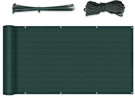 Sekey Balkon Sichtschutz Balkonabdeckung HDPE 220 g/m², 120x500cm, Leicht Transparent Wind- und UV-Schutz Wetterfest, mit Ösen, Nylon Kabelbinder und Kordel, Grün