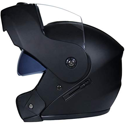 LvRaoo Motorradhelm Integralhelm Atmungsaktiv Winddicht Regenfest Sturz Helm mit Einstellbar Sonnenblende (Matt-schwarz | Transparente Linse, Black)