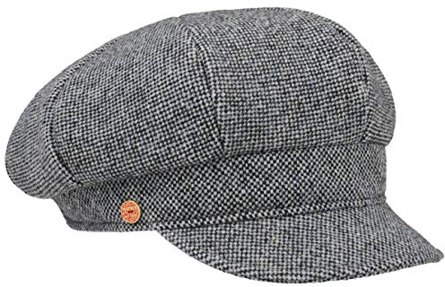 Mayser Coco Tweed Ballonmütze Schirmmütze Baker-Boy-Mütze Newsboy-Mütze Damencap Damen - Made in The EU mit Schirm, Futter, Futter Winter Herbst-Winter - L (59-60 cm) blau