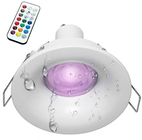 Planetitaly Faretto LED cromoterapia GU10 6W 230V incasso 7cm lampada RGB RGBW luce multicolore box doccia bagno IP65, Dimmerabile, LED RGB+6500K forma tondo