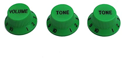 Guyker Top Hat Guitar Potentiometer Knobs 6mm Dia. Shaft Pots - Bell Cap Speed Tone and Volume Control Knob Replacement Parts for Electric Guitar or Precision Bass (Set of 3, Green)