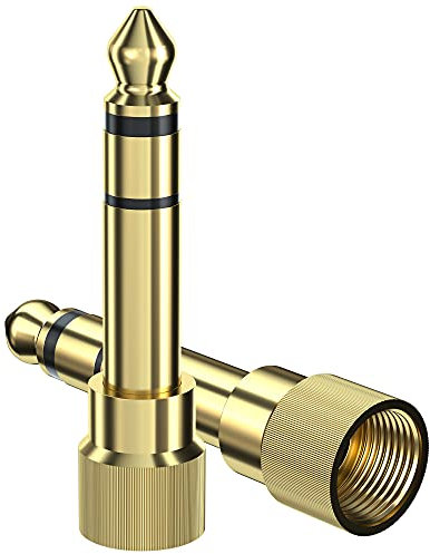 bestune 6.35mm (1/4 Inch) Male to 3.5mm (1/8 Inch) Female Audio Adapter Gold Plated Stereo Phone Screw-On Adapter for Guitar Headphones Amp, 2Pcs