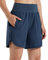 Libin Pantaloncini Sportivi Donna Running Shorts da 7'' con Fodera Esercizio di Allenamento Quick Dry Sport Jogging Shorts con Tasche Cerniera, Blu Marino M