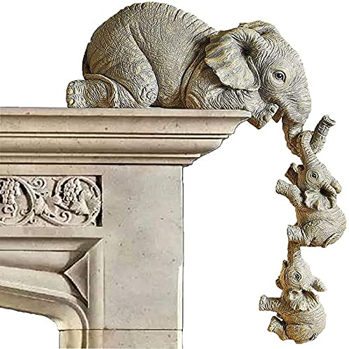 通用 Elefantenstatue, 3-teiliges Set Elefanten aus Harz, Elefanten-Ornament, Dekorationen aus Kunstharz, geeignet für Haus, Hotel, Büro
