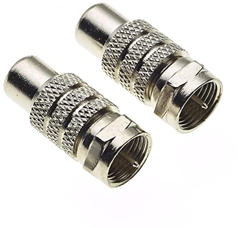 Keple F Type Plug to Phono Socket RCA Female Male RF Connector Coaxial Adapter - TV Coaxial Type F Plug, High Transmission TV Cable Coupler Converter Replacement - Pack of 2