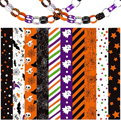 ASTARON 300 Links Halloween Paper Chains Halloween Paper Craft Kit for Spooky Party Decorations, 10 Styles