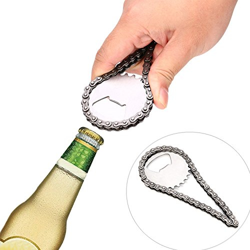 FARUTA Fahrradkette Flaschenöffner Kreativer Flaschenverschluss Launcher Einfache und effektive Bieröffner Neuheit Bar Getränke BBQ Bieröffner für Hausbar Party Trinkspiel (Farbe: Silber)