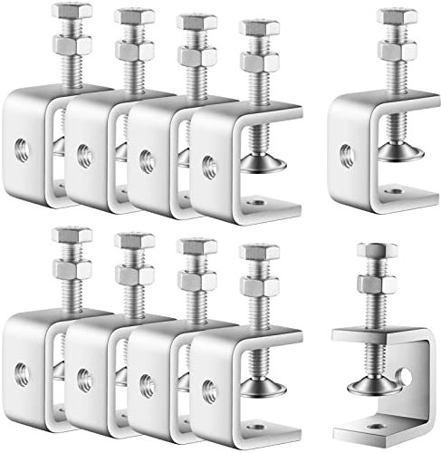 10 Pcs 304 Stainless Steel C Clamp Mini Tiger Clamp 1Inch Heavy Duty Metal U Clamps with Stable Wide Jaw Opening for Mounting Metal Working Woodworking(10 Pcs, 1 3/16 Inch)