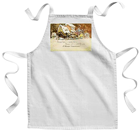 Fabulous Kinderküchenschürze - Malen Frohe Weihnachten Pere Noel Schlitten Vintage Retro Weihnachten - Premium Qualität