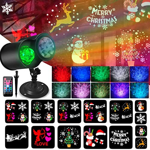 Luci del proiettore di Natale, modelli di onde oceaniche 3D Luci del proiettore di Natale all'aperto, luci decorative per paesaggi di Natale impermeabili con timer remoto per feste al coperto, giardin