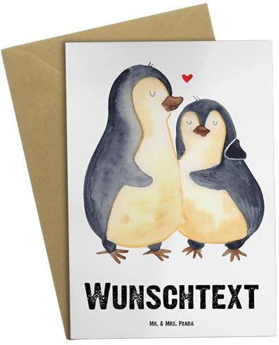Mr. & Mrs. Panda Personalisierte Grußkarte Pinguin umarmen - Geschenke, Liebe, Geburtstagskarte, Selbst Gestalten, Selber Drucken, Jahrestag, Karte, Hochzeitstag, Postkarte, Umarmung