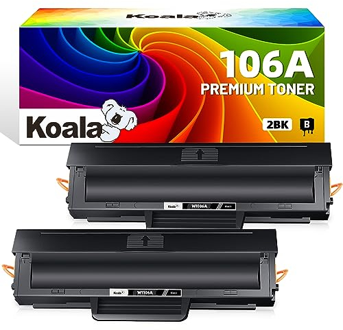 Koala W1106A 106A Schwarz Toner (Mit Chip) Kompatible für HP Toner Laser MFP 137fwg 137fnw 135wg 135a 135r 135w 107w 107a 107r (2er-Pack)