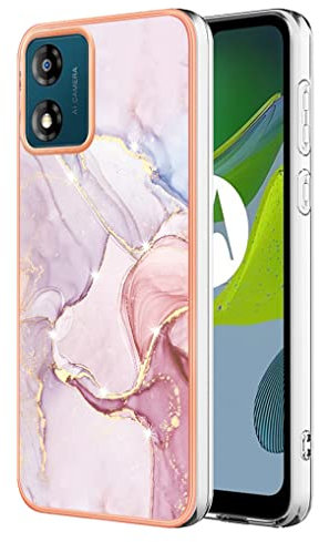 SEAHAI Coque pour Motorola Moto E13, Ultra Mince Élégant en Silicone Souple Motifs Colorés Coque Brillante Antichoc, TPU Gel Etui Résistant - Or Rose