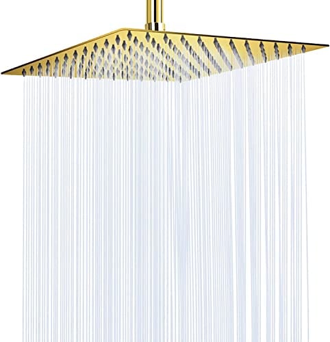 VIGIME Pommeau de douche à effet pluie carré haute pression en acier inoxydable 304 avec 144 jets en silicone pour une expérience de douche ultime (30,5 cm, or brossé)