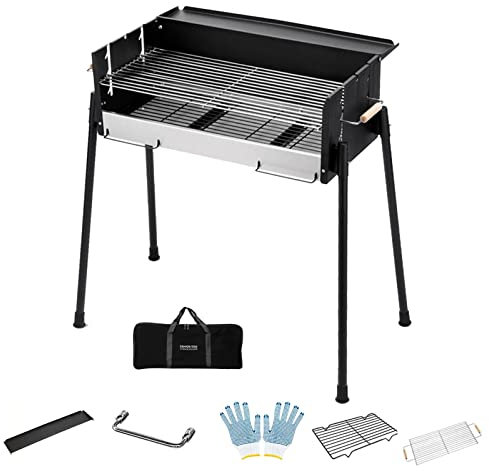xixi-home Grill, faltbarer Holzkohlegrill, Outdoor-Holzkohlegrill, tragbarer Edelstahl-Grill mit Aufbewahrungstasche, für Garten, Party, Picknick, Camping, Wandern, Reisen (schwarz)