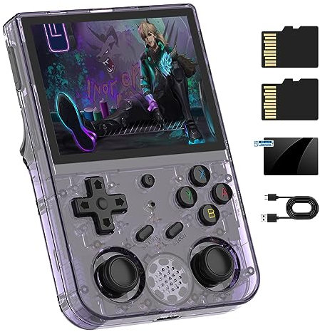 RG353V - Consola de juegos de mano de video retro de 3.5 pulgadas, pantalla IPS Android 11 y sistema Linux RK3566, reproductor de juegos de 64 bits, tarjeta TF de 64 G, juegos clásicos incorporados,